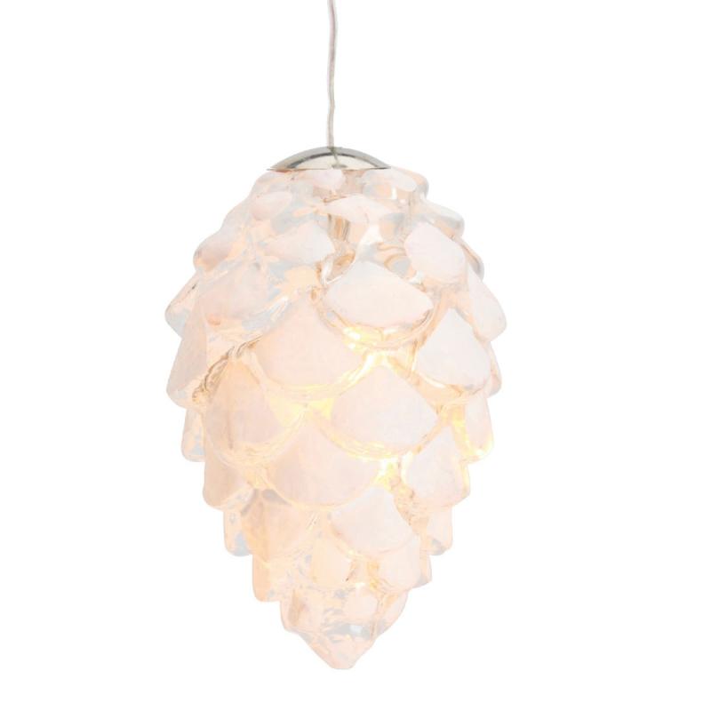 Pomme de pin lumineuse Celina Cone 8 cm Blanc Neige – Sirius