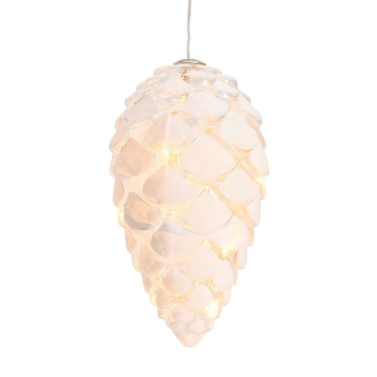 Celina Cone 12 cm – Suspension lumineuse en verre soufflé blanc neige