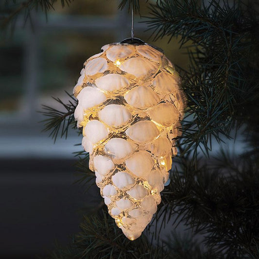 Pomme de pin lumineuse Celina Cone 12 cm Blanc Neige – Sirius