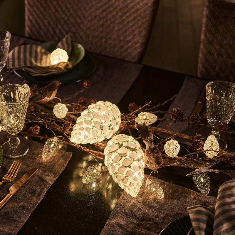 Pomme de pin lumineuse Celina Cone 12 cm Blanc Neige – Sirius