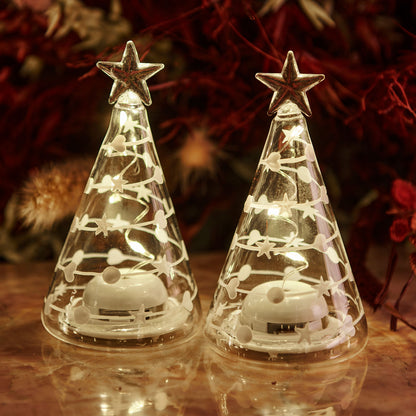 Lot de 2 sapins de Noël Sweet SIRIUS, H11 cm, blanc/transparent