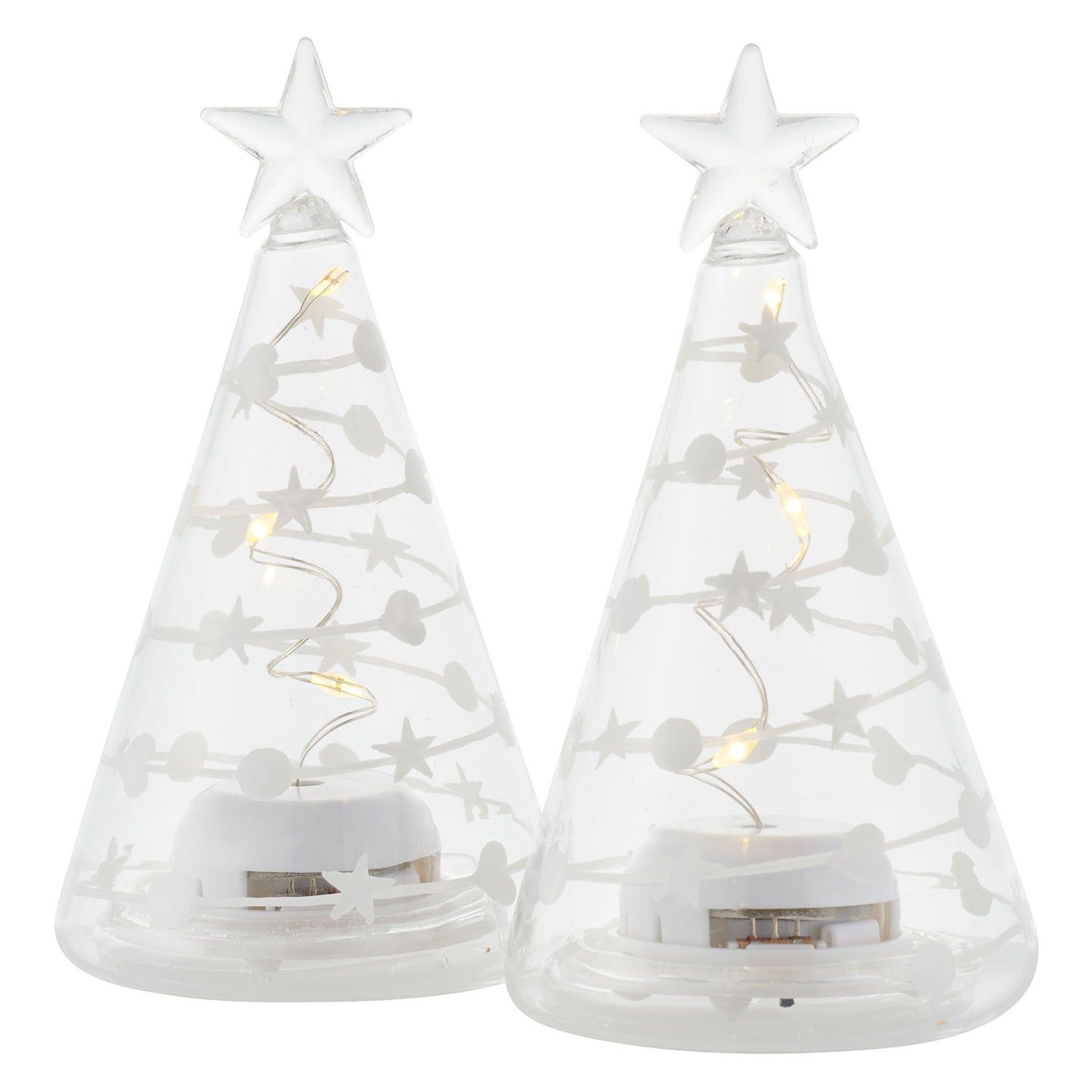 Lot de 2 sapins de Noël Sweet SIRIUS, H11 cm, blanc/transparent