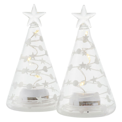 Lot de 2 sapins de Noël Sweet SIRIUS, H11 cm, blanc/transparent