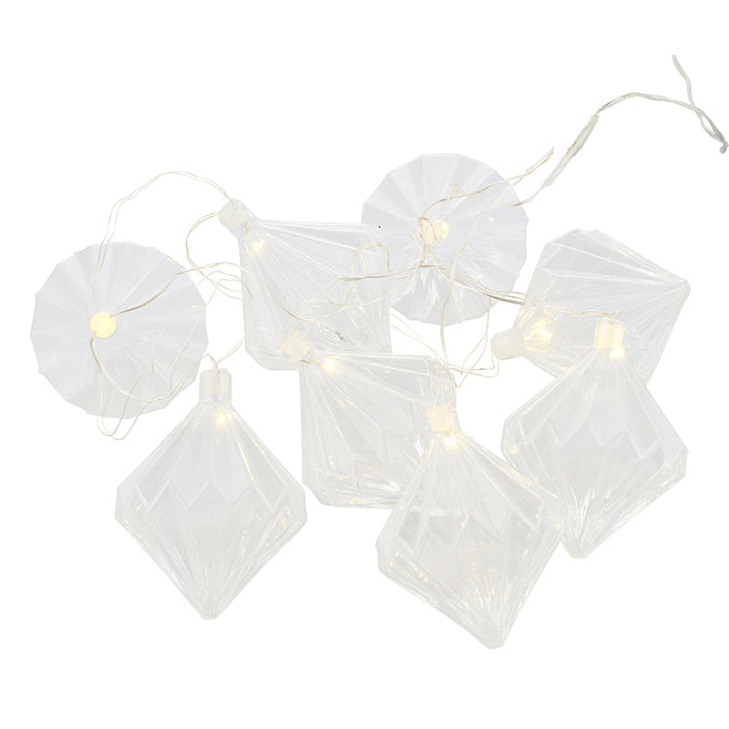 Nellie Garland 8 LED Clear – Guirlande lumineuse en verre soufflé transparent