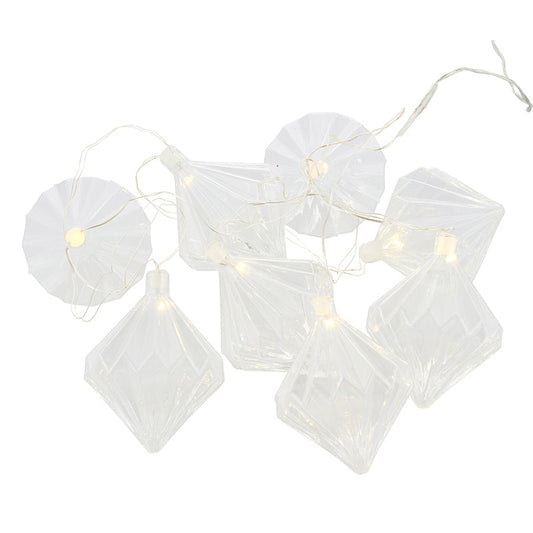 Nellie Garland 8 LED Clear – Guirlande lumineuse en verre soufflé transparent