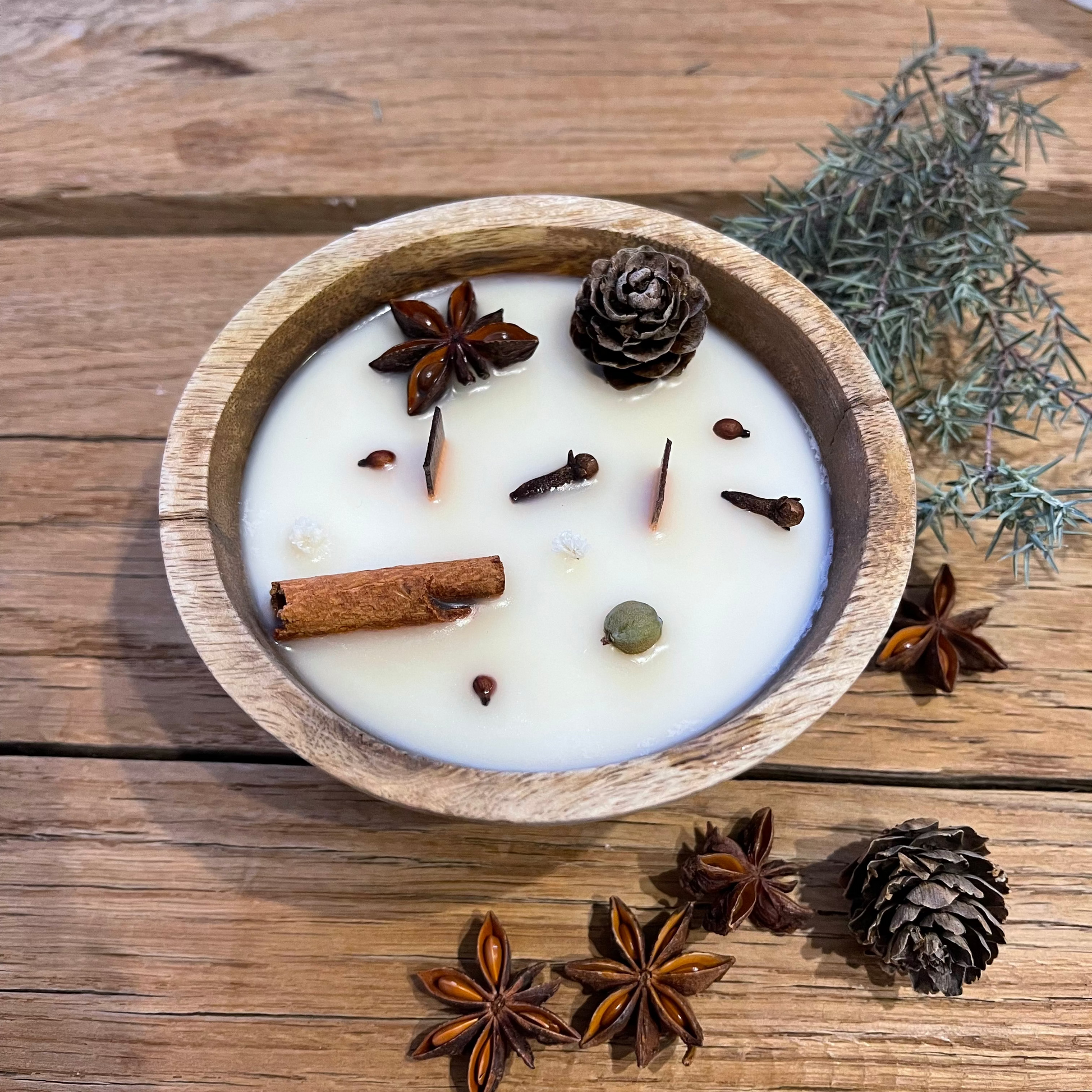 décoration noël bougie pomme cannelle artisanale